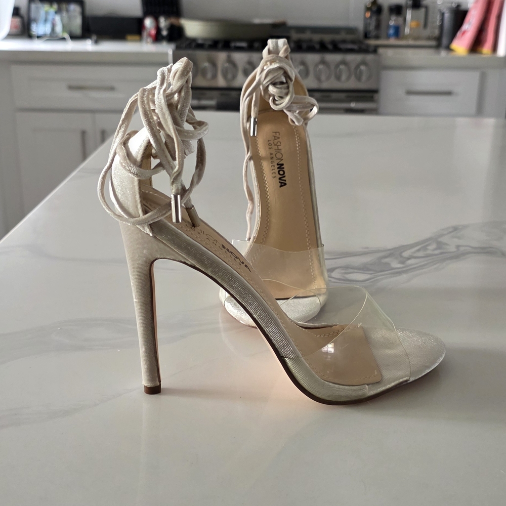 Fashion Nova Metallic Silver Heels - Picture 4 of 6